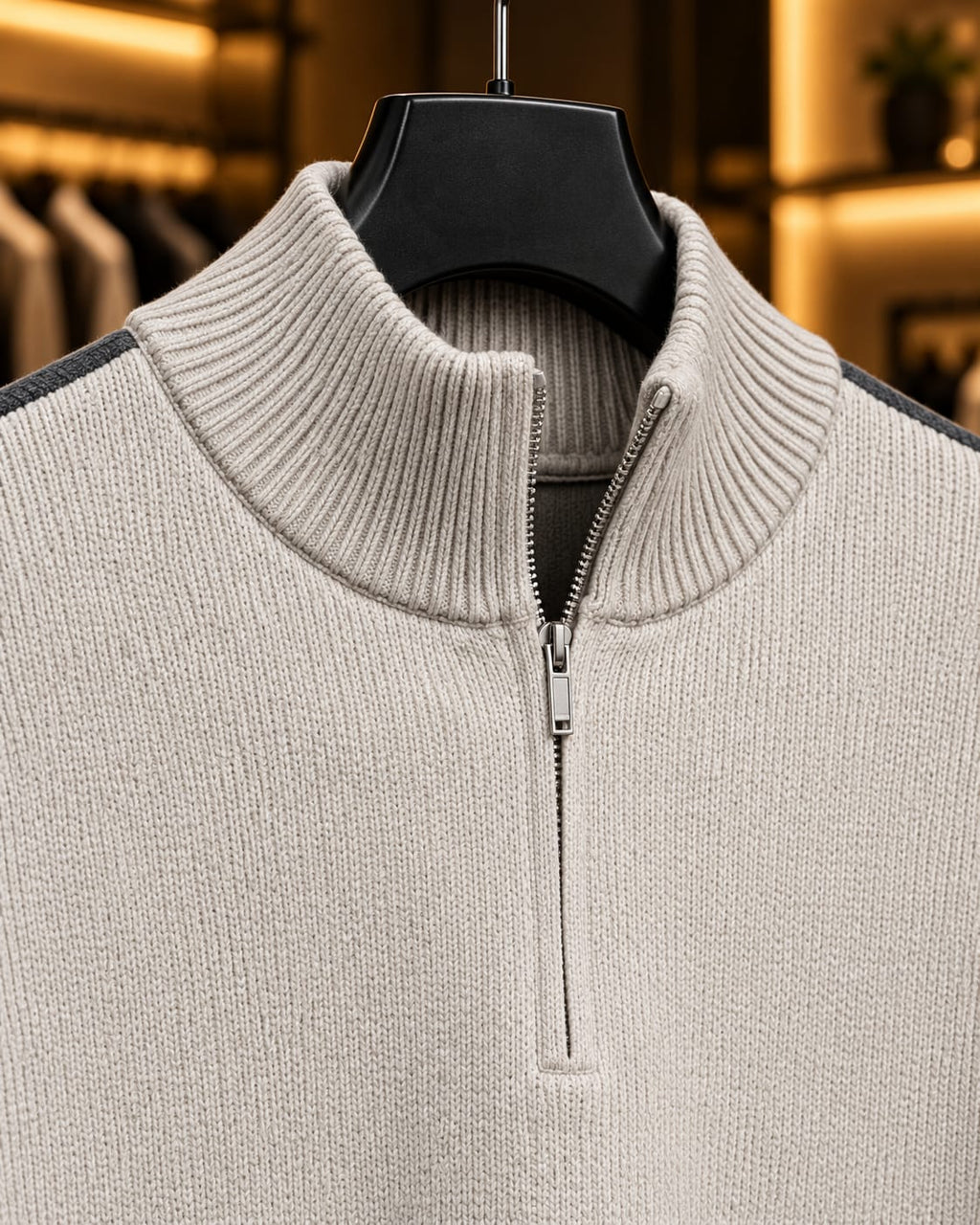 Men’s Quarter-Zip Mock Neck Color-Block Sweater