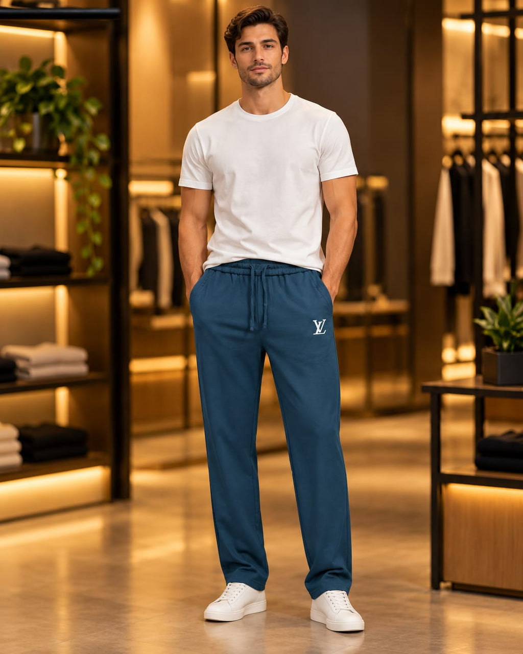 Men’s Straight-Leg Drawstring Casual Trousers