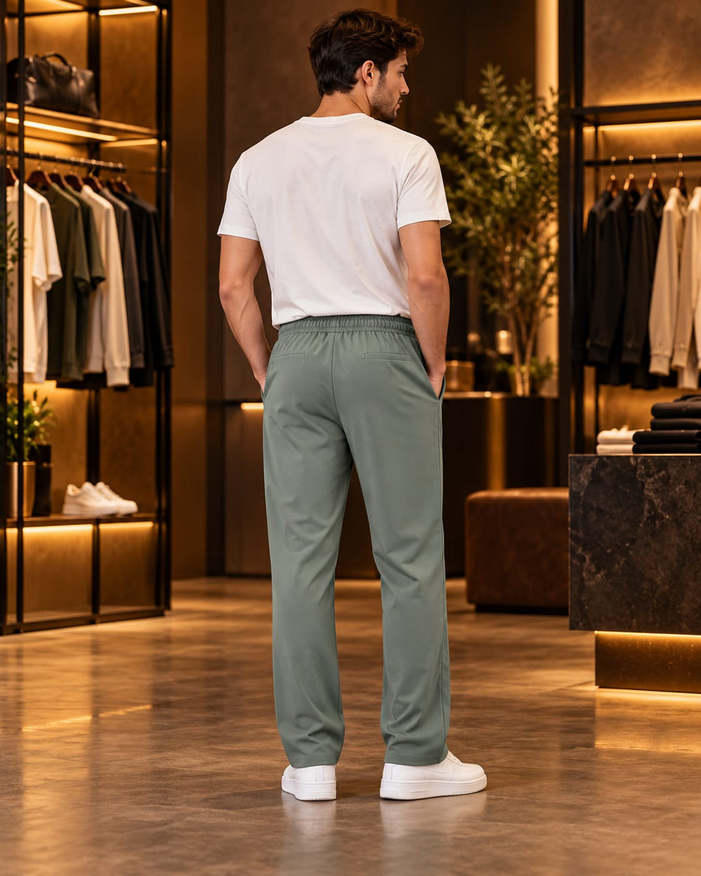Men’s Straight-Leg Drawstring Casual Trousers