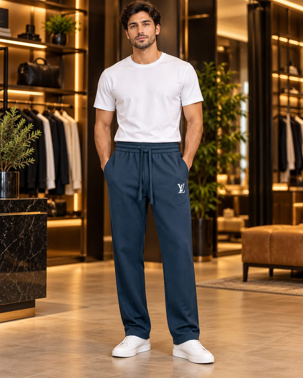 Men’s Straight-Leg Drawstring Casual Trousers