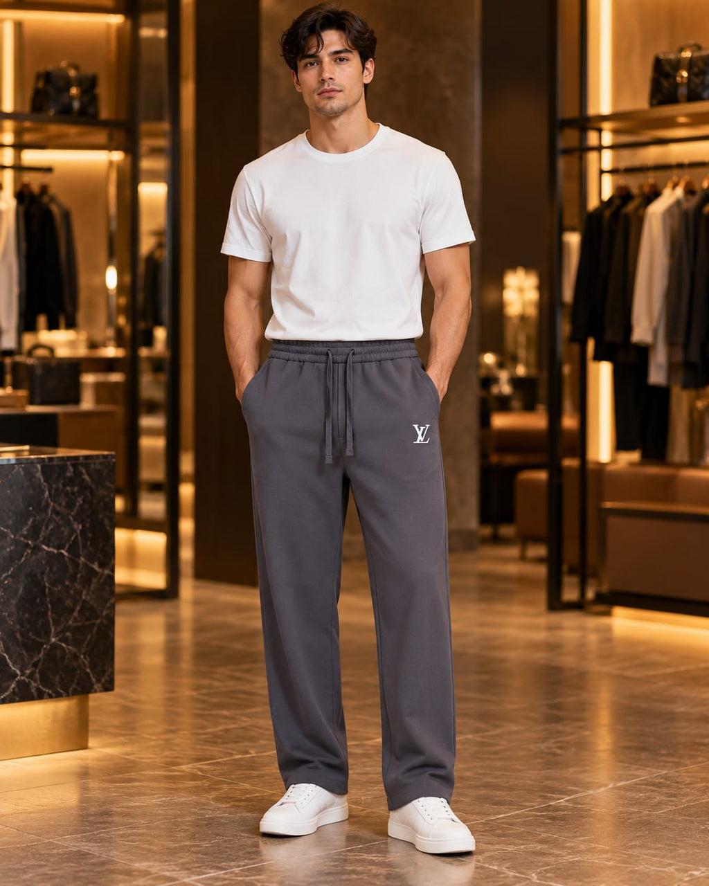 Men’s Straight-Leg Drawstring Casual Trousers