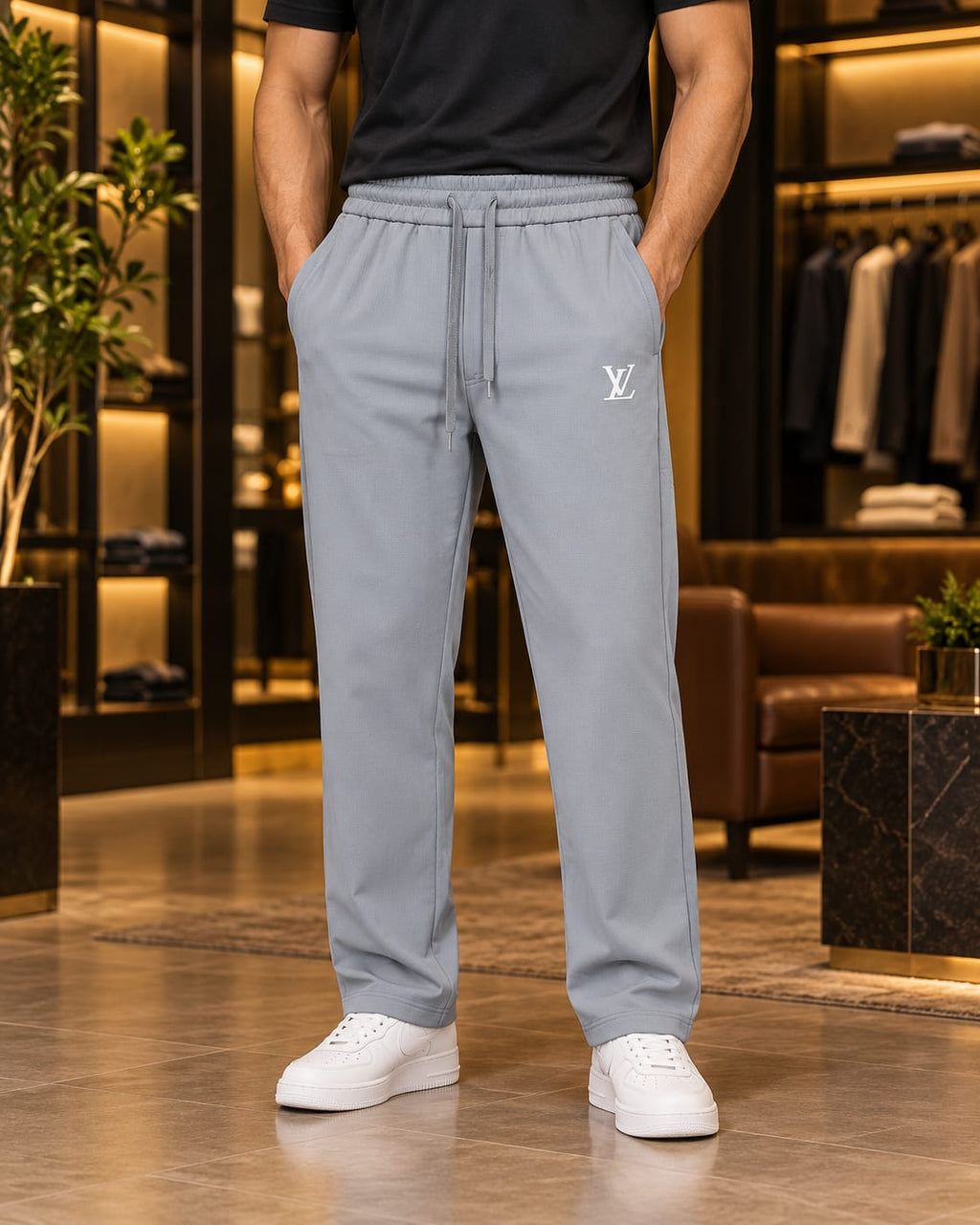 Men’s Straight-Leg Drawstring Casual Trousers