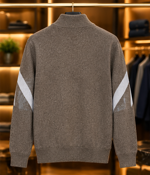 Men’s Stand Collar Full-Zip Knit rabbit whool zipper