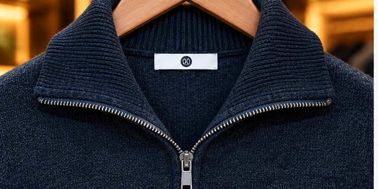 Men’s Stand Collar Full-Zip Knit rabbit whool zipper