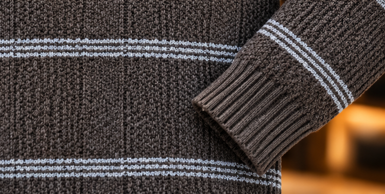 Men’s Striped Half-Zip Knit Polo Sweater