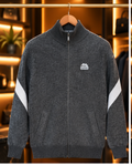 Men’s Stand Collar Full-Zip Knit rabbit whool zipper