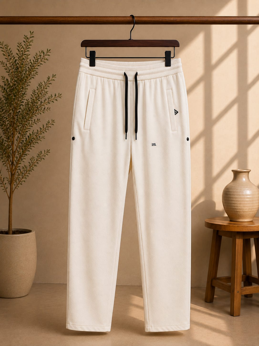 Cielo Noir Cream Textured Knit Pants